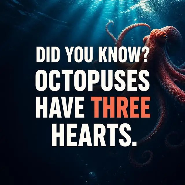 Two hearts pump blood through the gills, while the third circulates oxygen-rich blood to the rest of the body. They have one central brain and a mini 