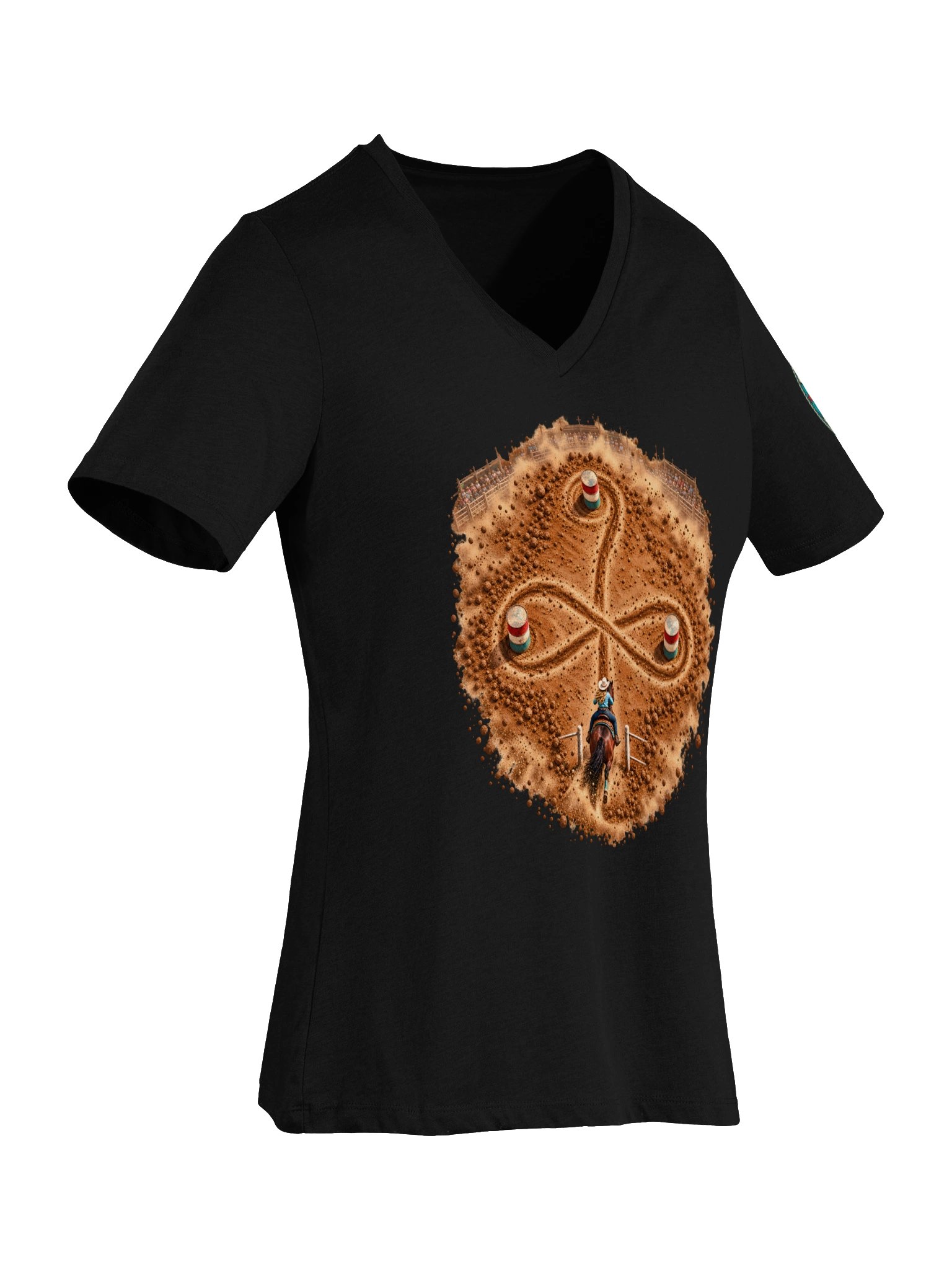 Barrel Racing V-Neck — Cloverleaf Overhead Rodeo Shirt | Broken Cowgirl™ product image (8)