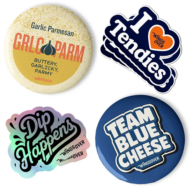 Custom die-cut magnets, buttons, and stickers