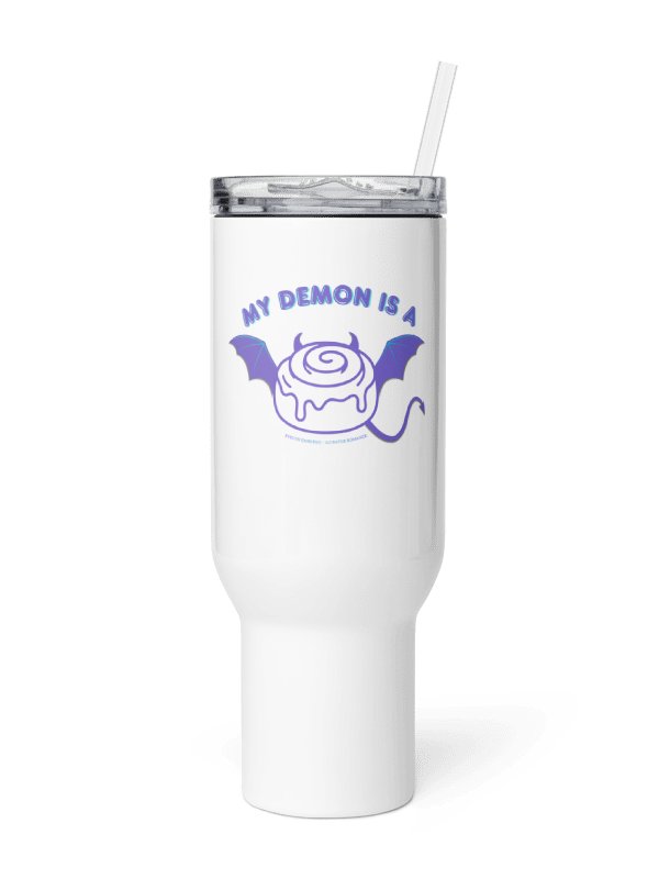 "My Demon is a Cinnamon Roll" Tumbler - Lilac text product image (4)