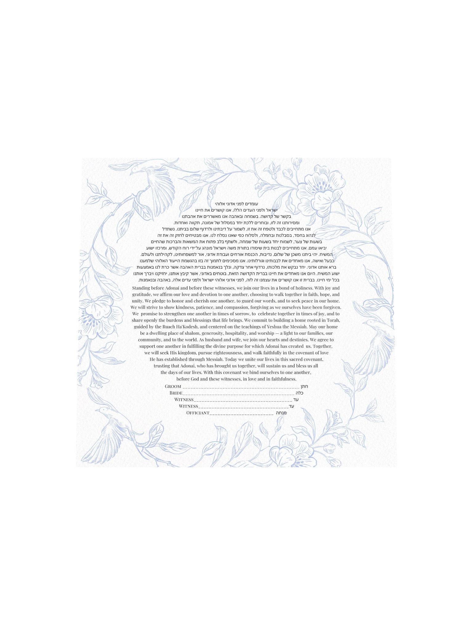 Delicate Blue Bird Floral Ketubah Print product image (18)