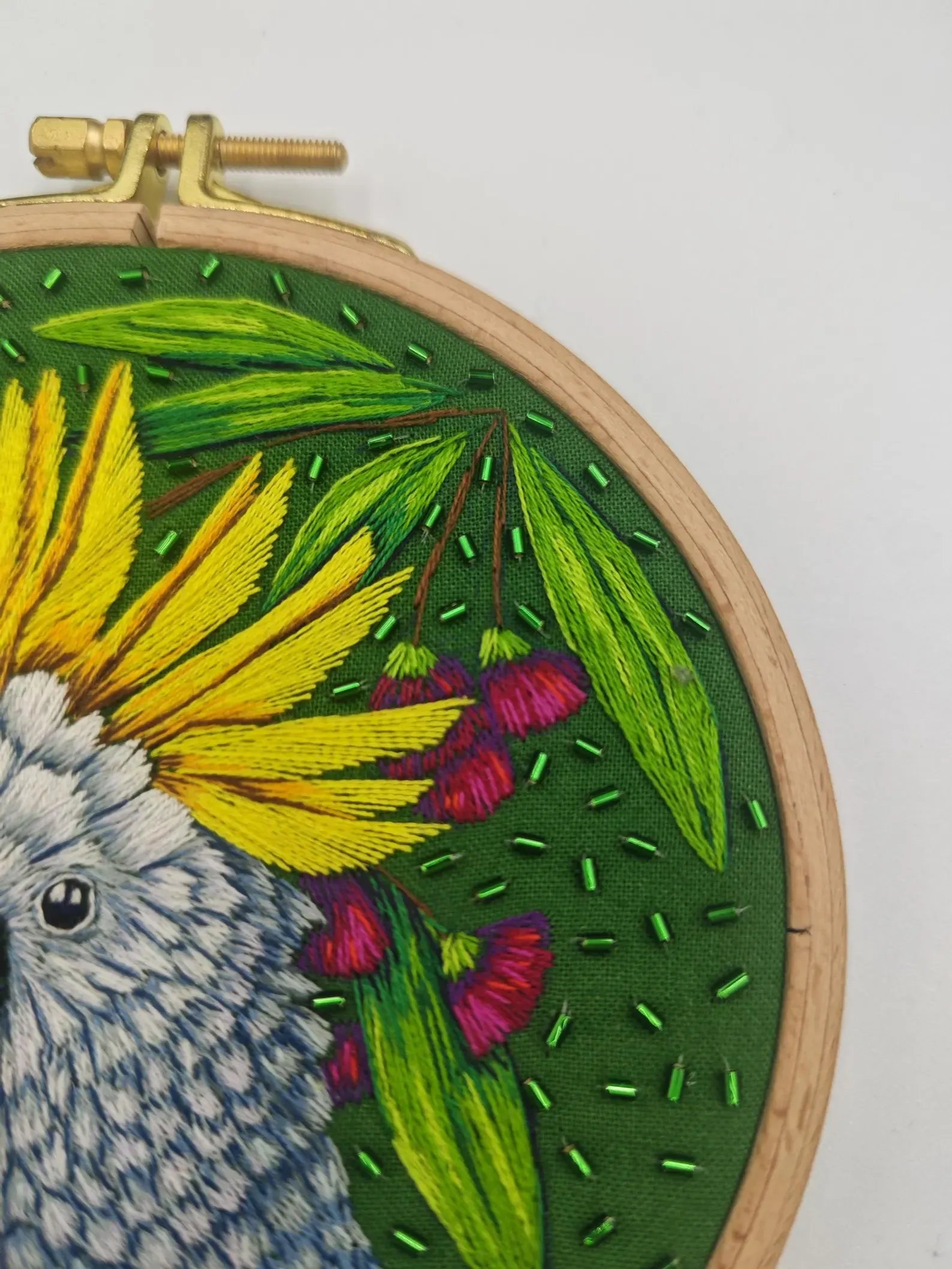 PDF hand embroidery tutorial, cockatoo pattern, parrot DIY art product image (9)