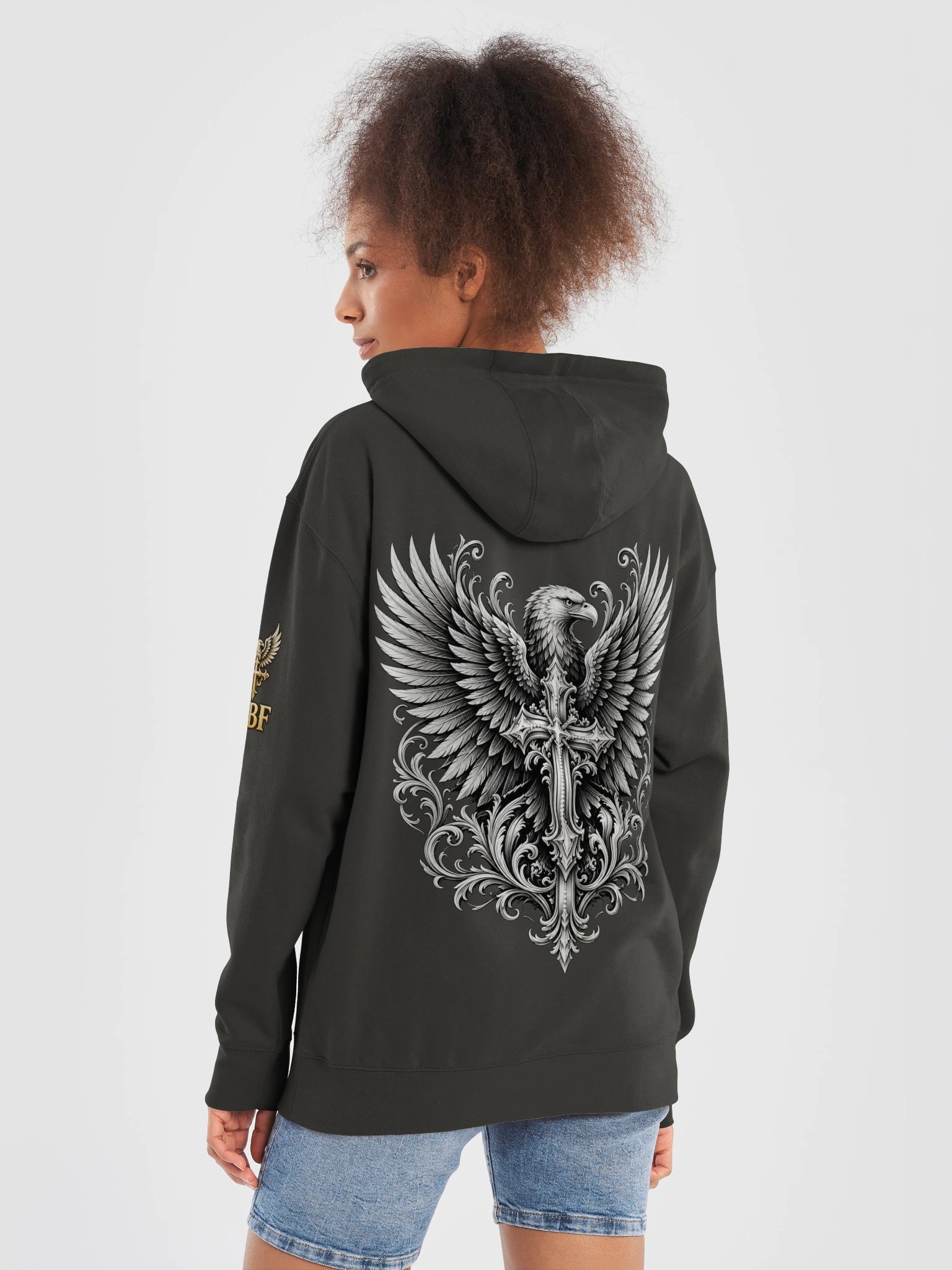 RBF Ornate Silver Eagle Cross Hoodie product image (6)
