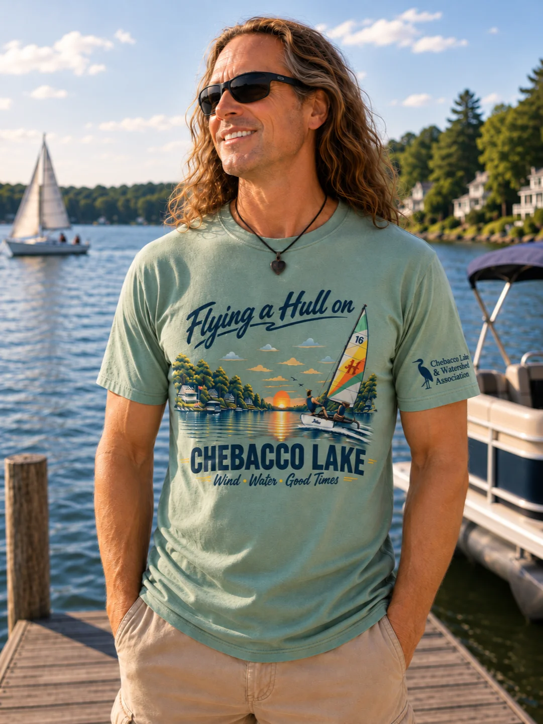 Flying a Hull on Chebacco Lake Tee - for the sailors!