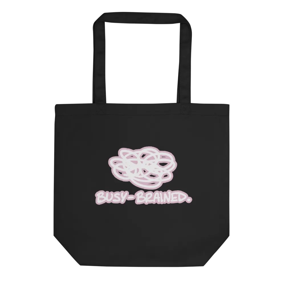 BUSY-BRAINED (lined design, #E1B9CE) tote bag product image (1)