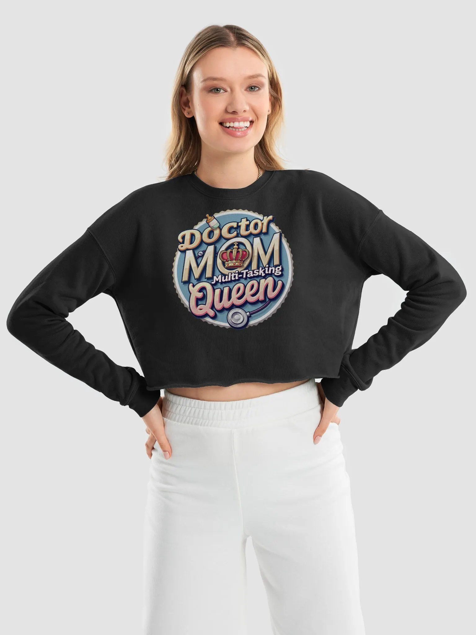 Doctor Mom Multi-Tasking Queen Crop Sweatshirt product image (26)