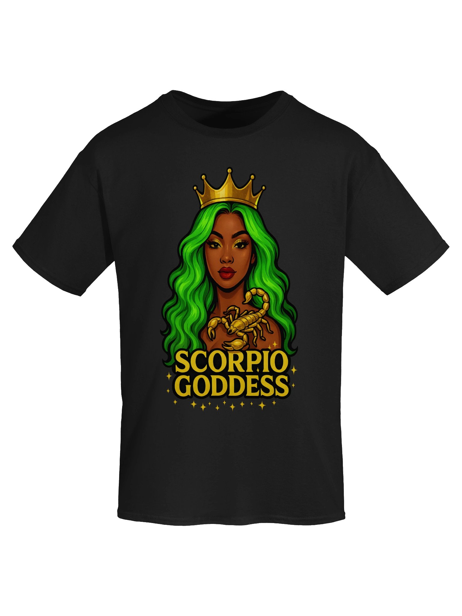 Neon Green Scorpio Goddess Gold Crown Tee product image (34)