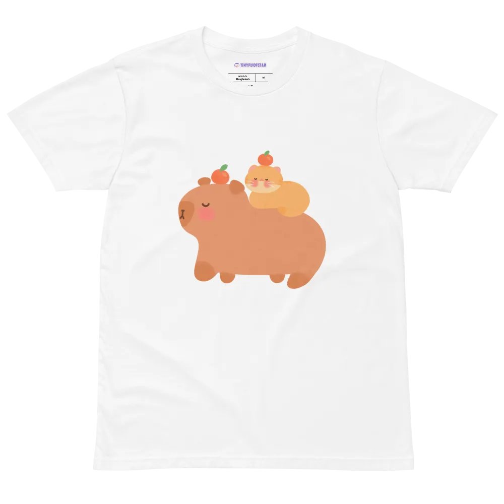 Capybara and Orange Cat Premium Unisex T-Shirt product image (3)