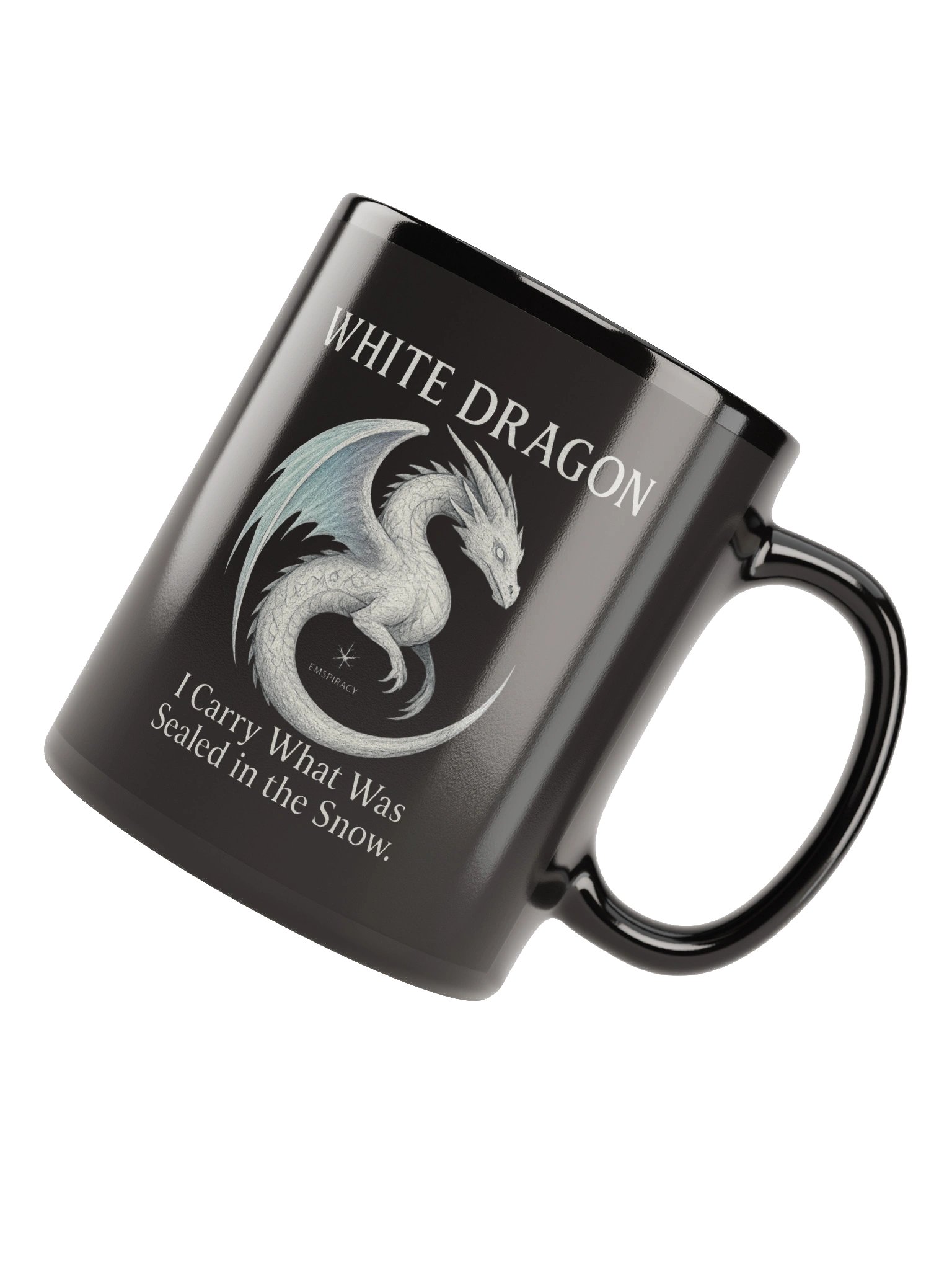🐉 White Dragon Glossy Black Mug – Emspiracy Edition 🐉 product image (7)