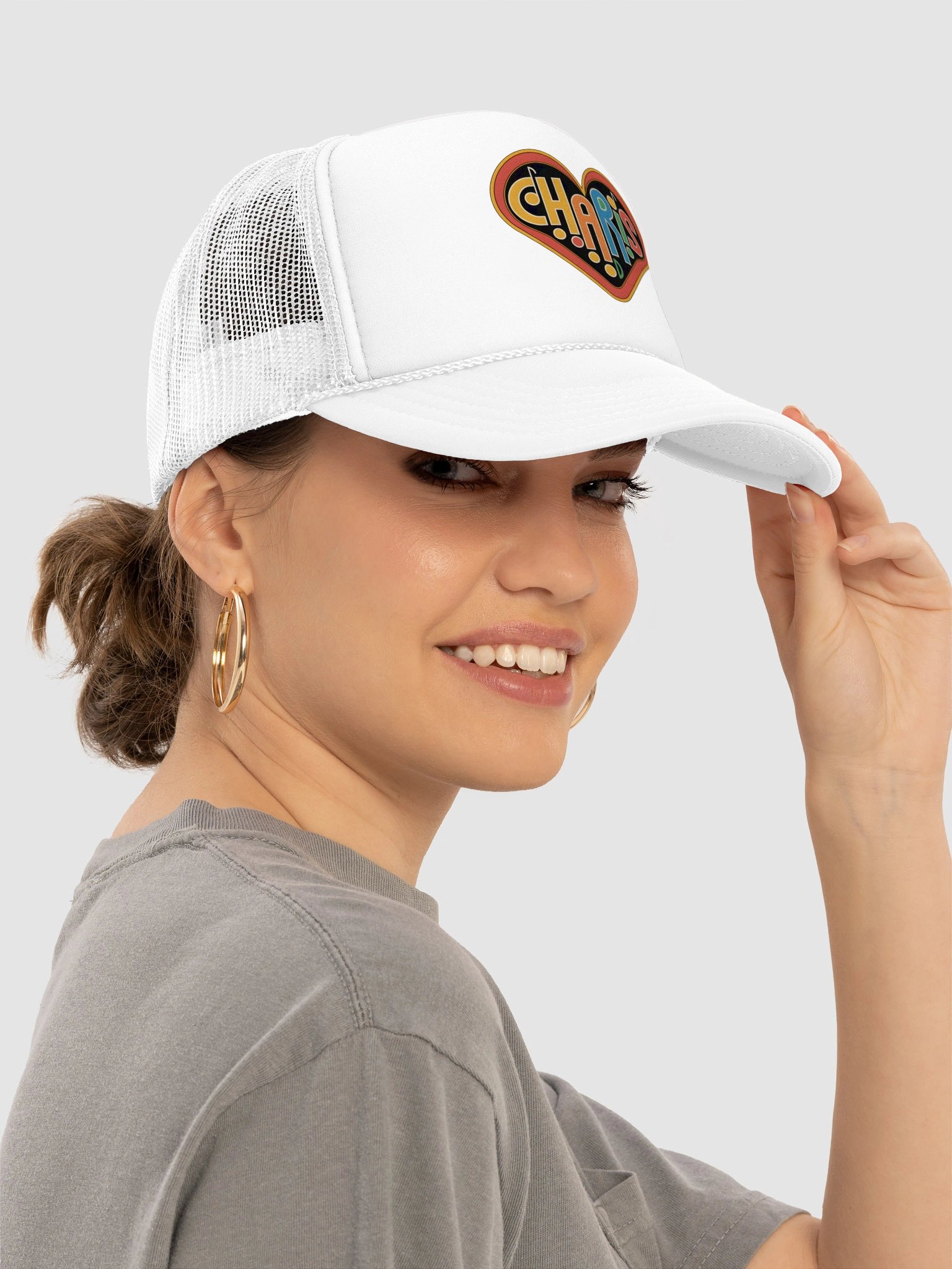 Charis Heart Logo Foam Trucker Hat product image (3)