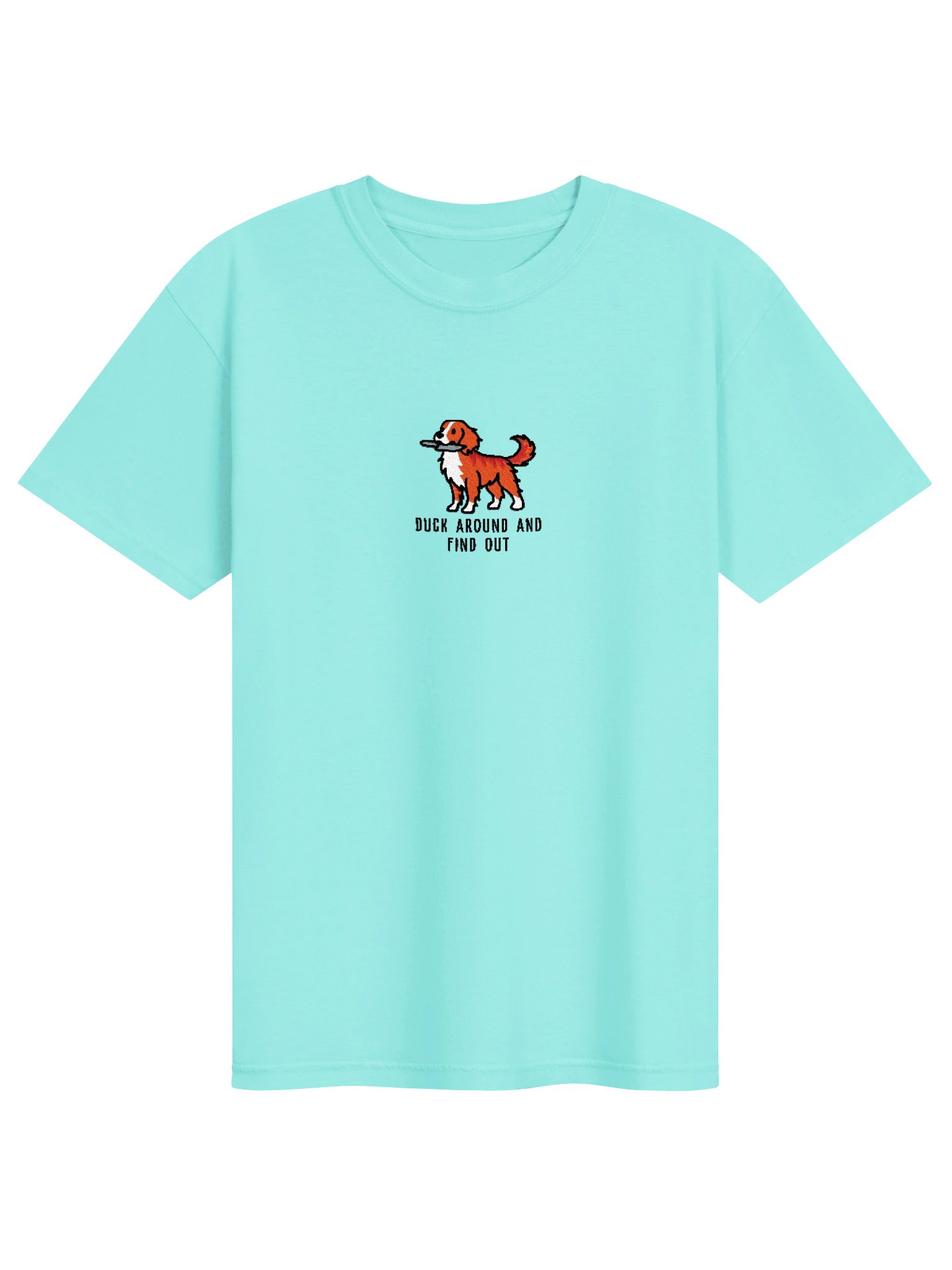 Duck Around & Find Out Funny Chibi-Style Embroidered T-Shirt for Nova Scotia Duck Tolling Retriever(Red) Owners product image (91)