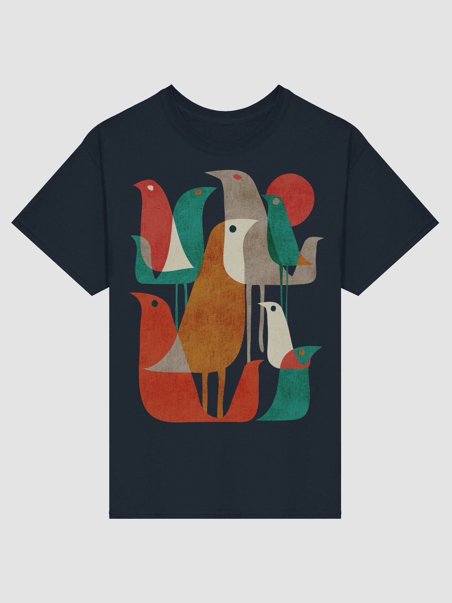 Mid-century birds graphic t-shirt product image (25)