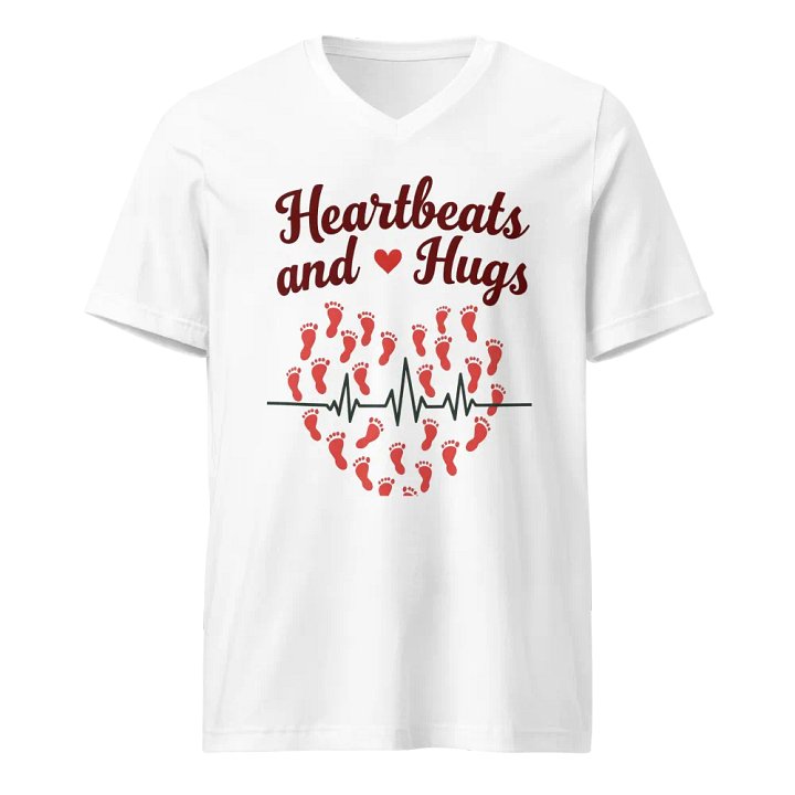 EKG Heartbeats and Hugs V-Neck Tee product image (1)