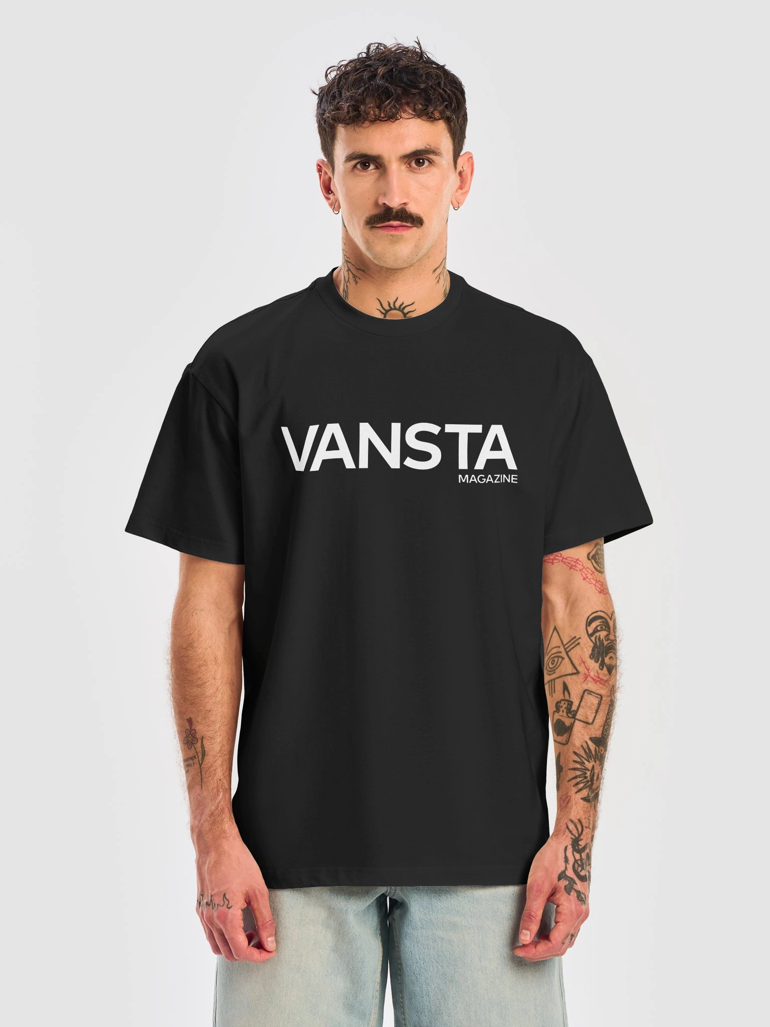 VANSTA Heavyweight Box Tee · Black w/ White Logo product image (5)