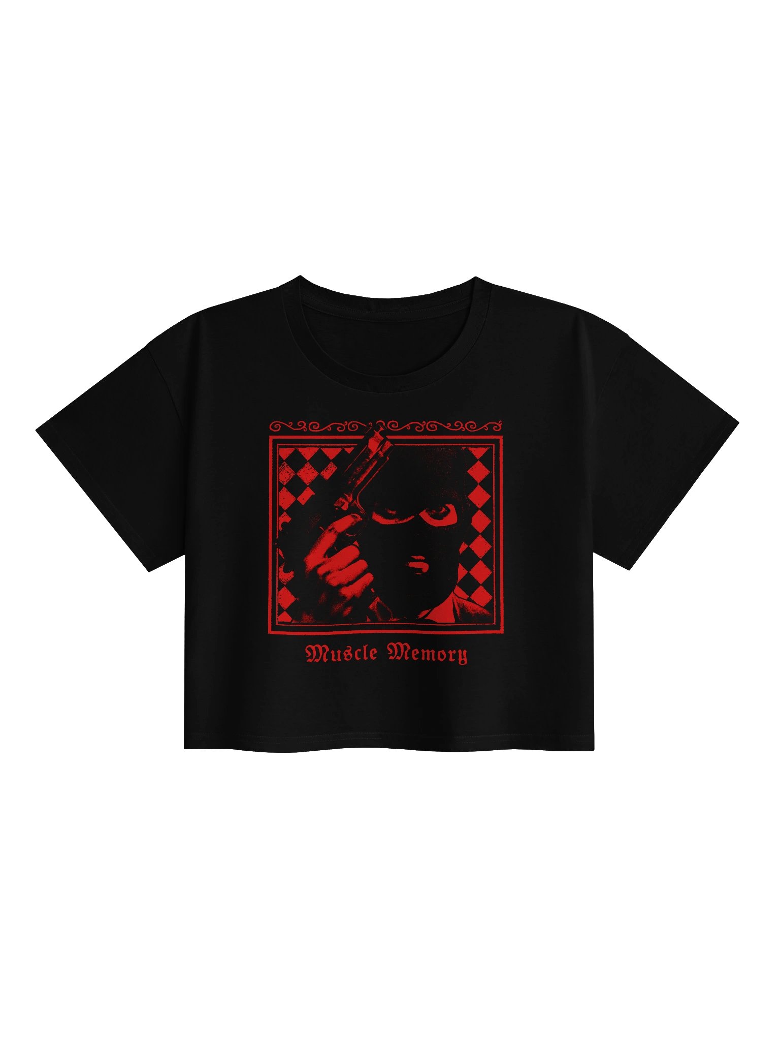 "MUSCLE MEMORY" CROPTOP BACKPRINT RED product image (1)