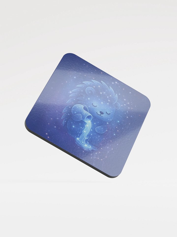 Zodiac hedgie Aquarius coaster product image (1)