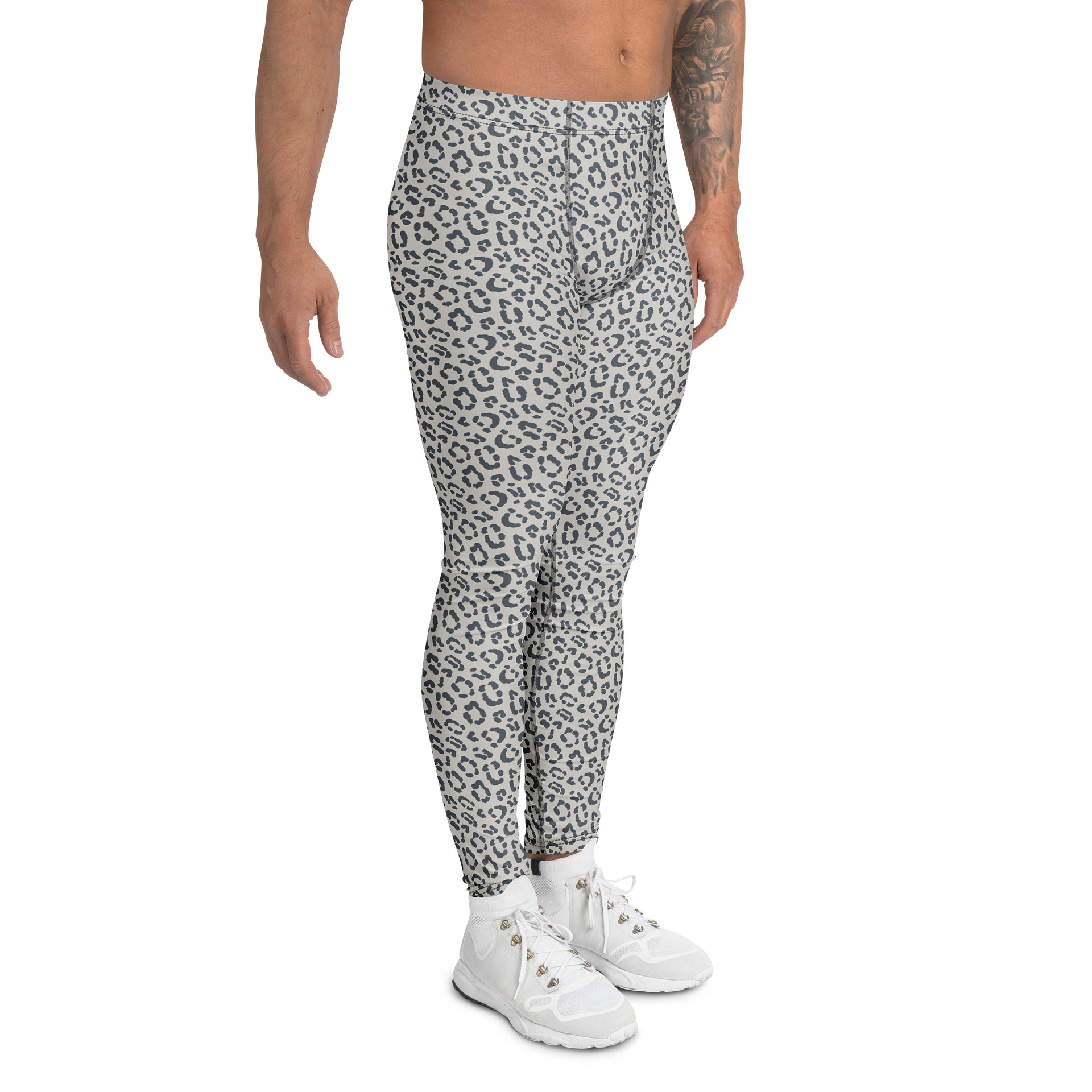 Comfortable Men's Leggings Bold Gray Leopard Print product image (3)