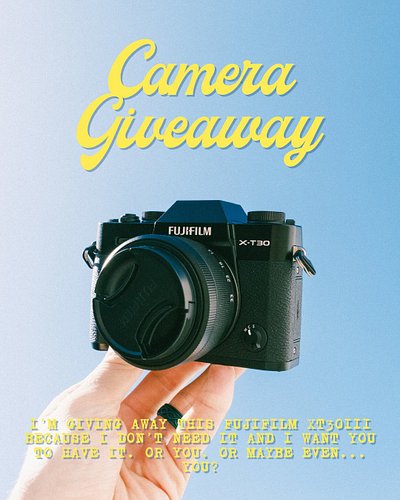That’s right, I bought another camera I don’t need but this time I’m giving it back. 

How to enter: just fill out the Google...