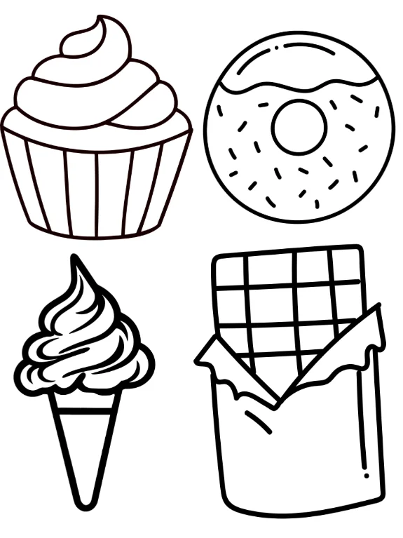 90, Kawaii Sweets & Food Treats Colouring Book for Kids product image (2)