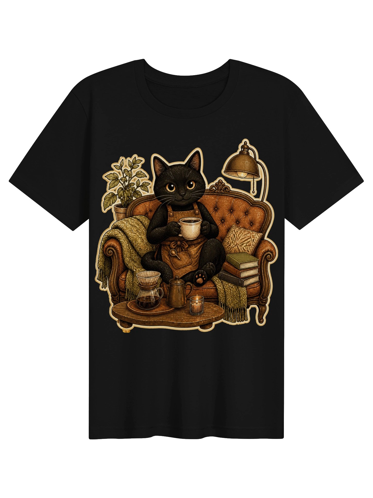 Vintage Black Cat Coffee Club T-Shirt | Cozy Cat Cafe Shirt | Retro Coffee Lover Graphic Tee product image (7)