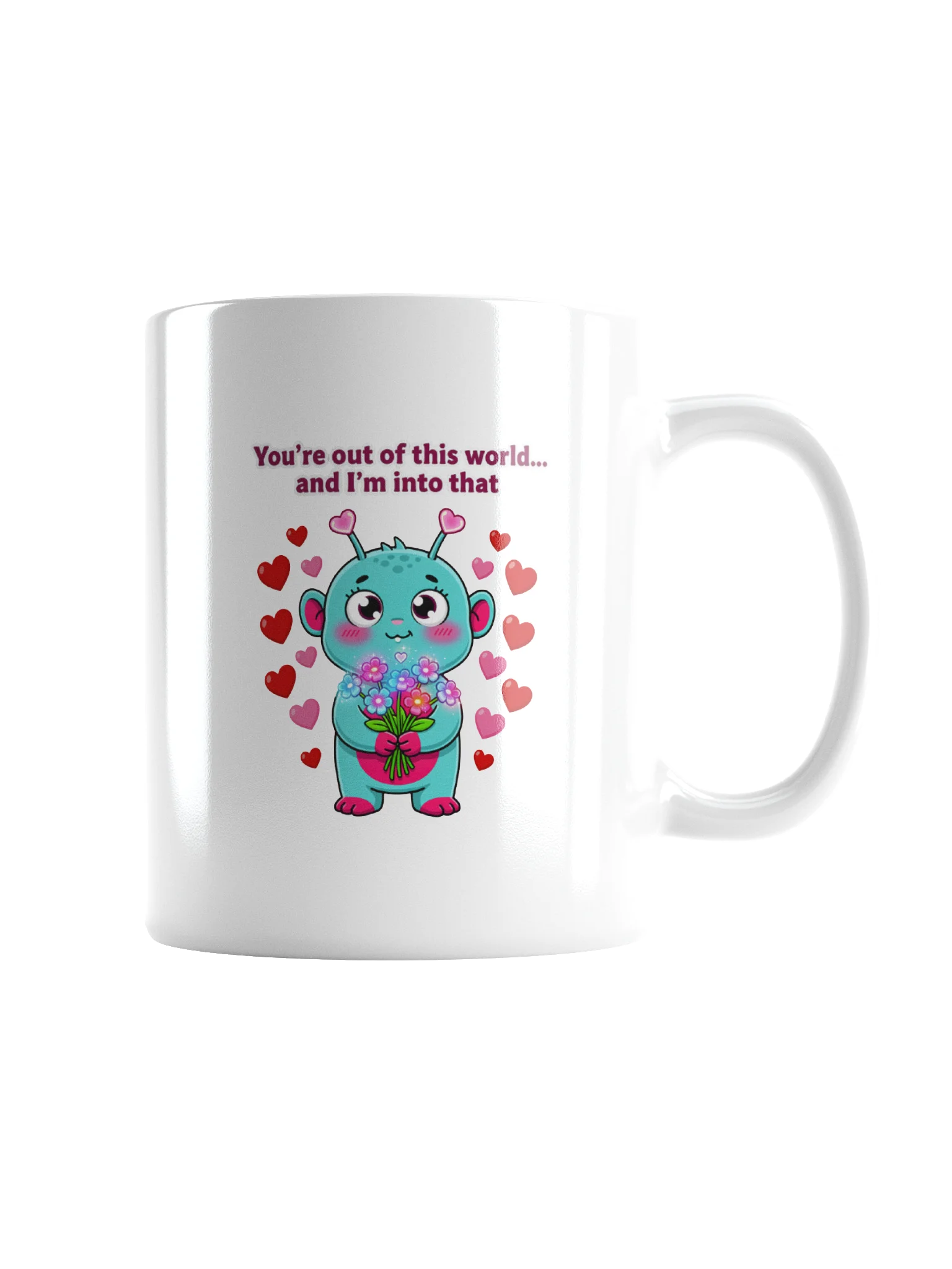 "Out of This World" Cute Alien Valentine's Mug product image (2)