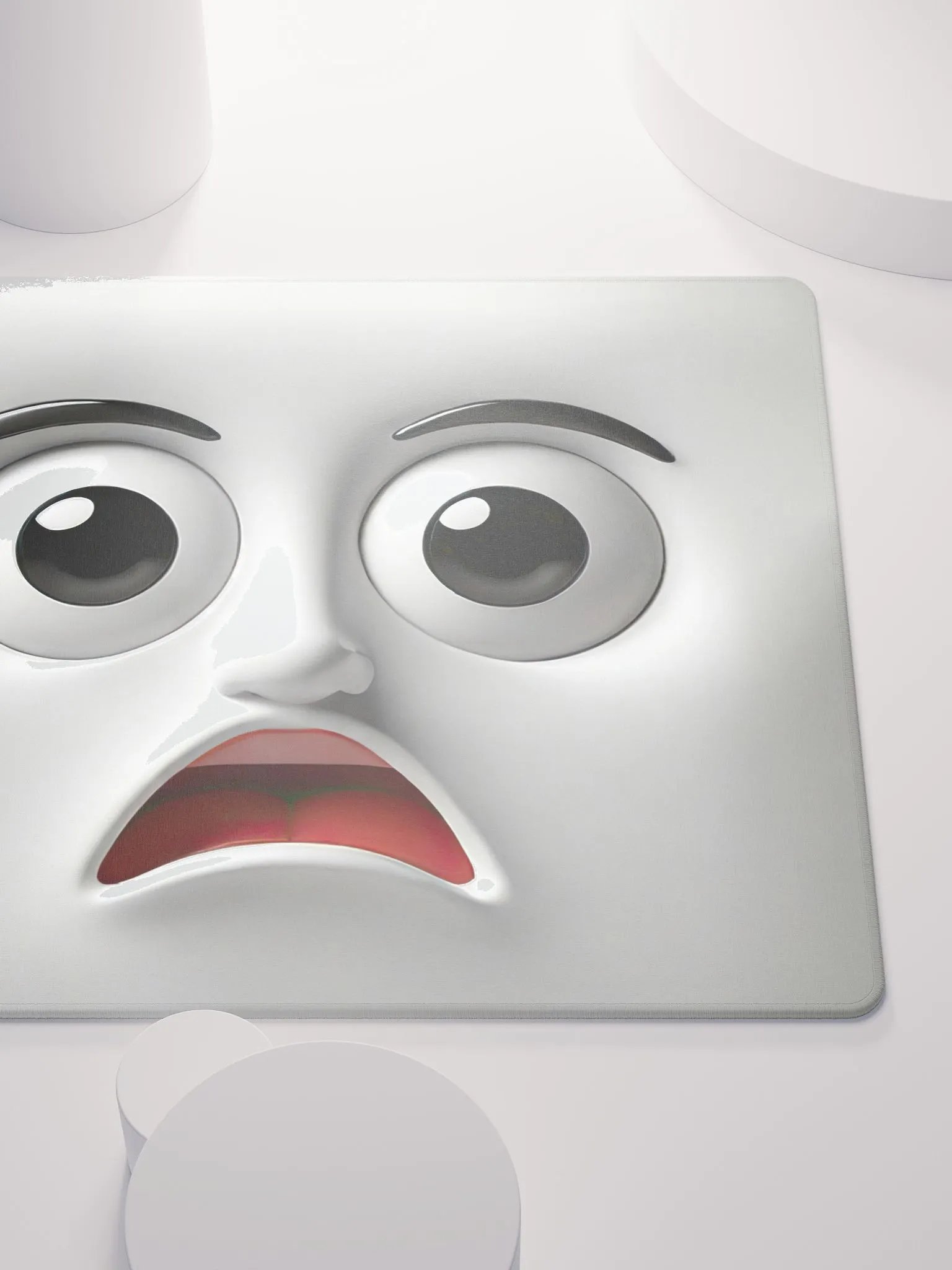 Surprised Cartoon Face Gaming Mouse Pad: Level Up Your Gaming Experience! product image (5)