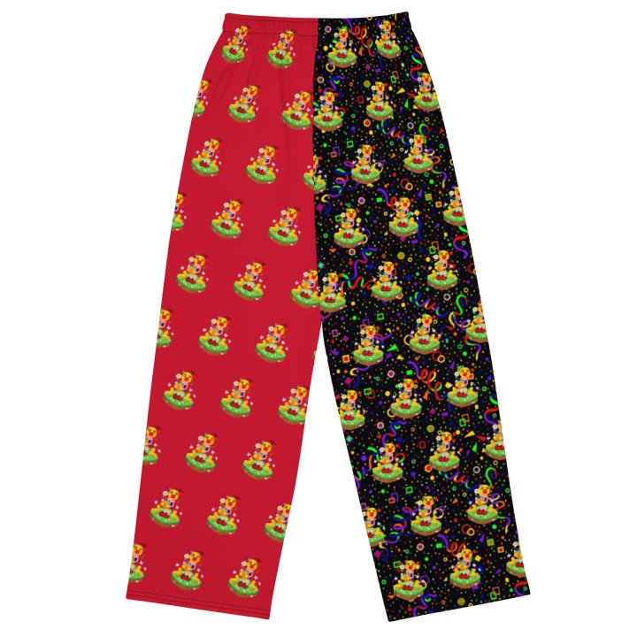 Split Red and Arcade Boyoyoing Floating Island Unisex Wide-Leg Pants product image (2)