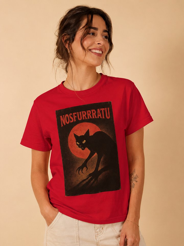 Nosfurrratu Vampire Cat T-Shirt – Gothic Black Cat Horror Tee for Halloween and Spooky Cat Lovers product image (1)