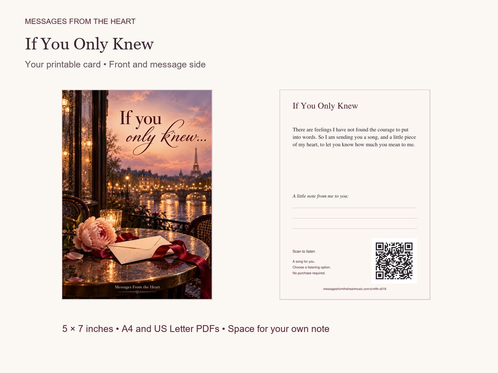 If You Only Knew — Printable Song Gift product image (2)