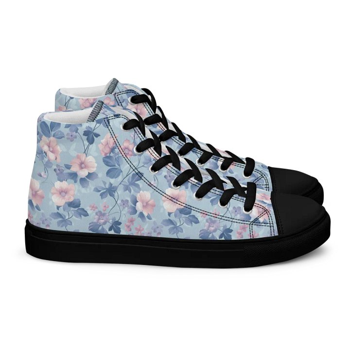 Serene Blue Blossoms High Top Canvas Sneakers product image (2)