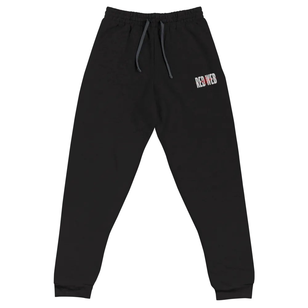 Red Web Embroidered Joggers product image (1)