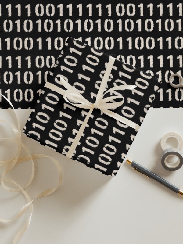 Binary Code Wrapping Paper Black product image (2)