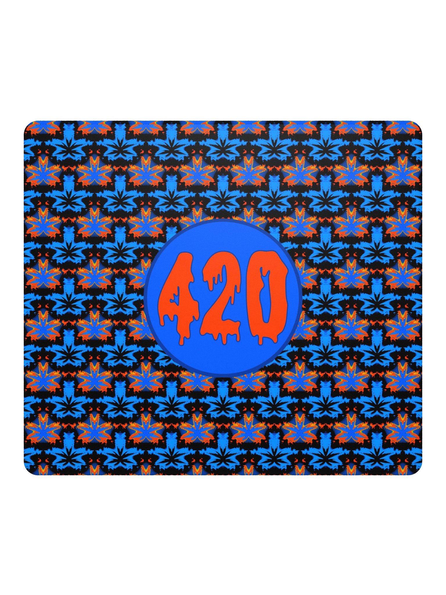 Cannabis Art 420 Gaming Mouse Pad, Stoner Gamer Desk Mat, Fall Pot Leaf Home Office Decor, Orange Black Blue Weed Computer Game Deskpad product image (1)