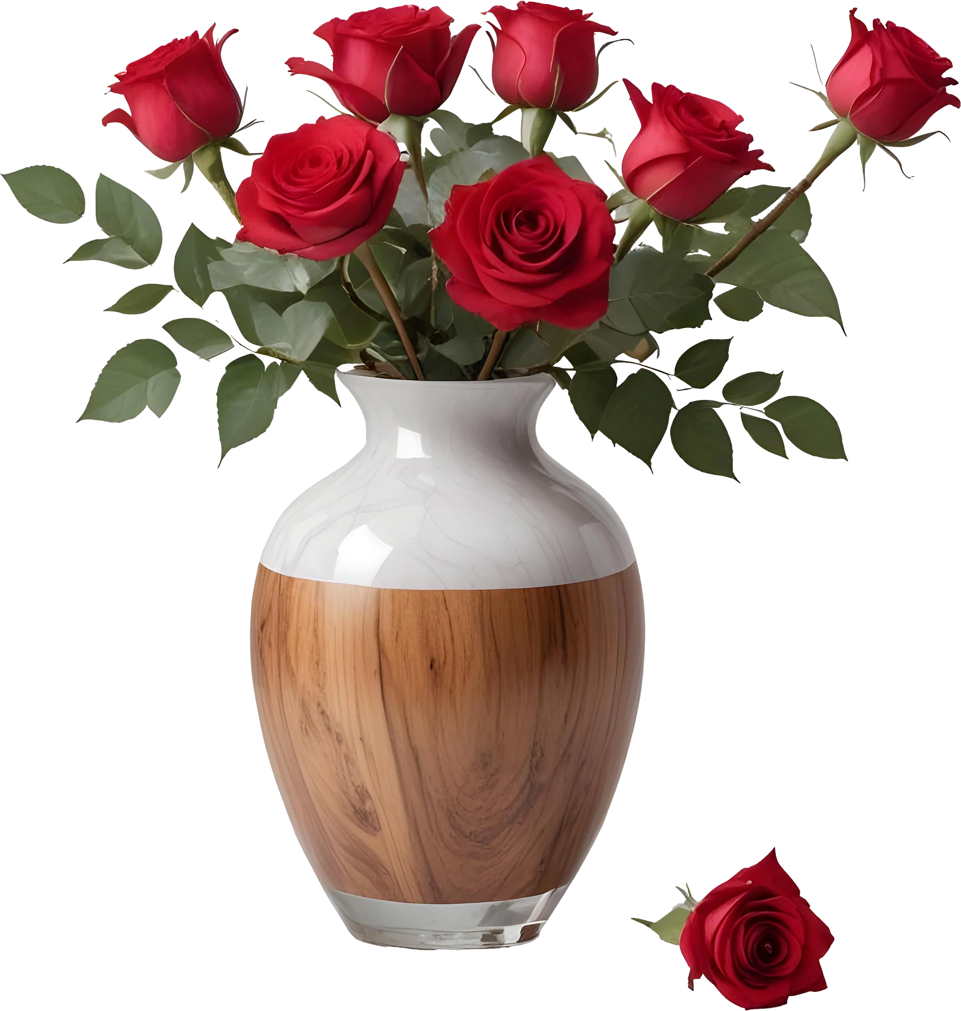 Romantic Elegance – Wooden and Marble Vase PNG product image (1)