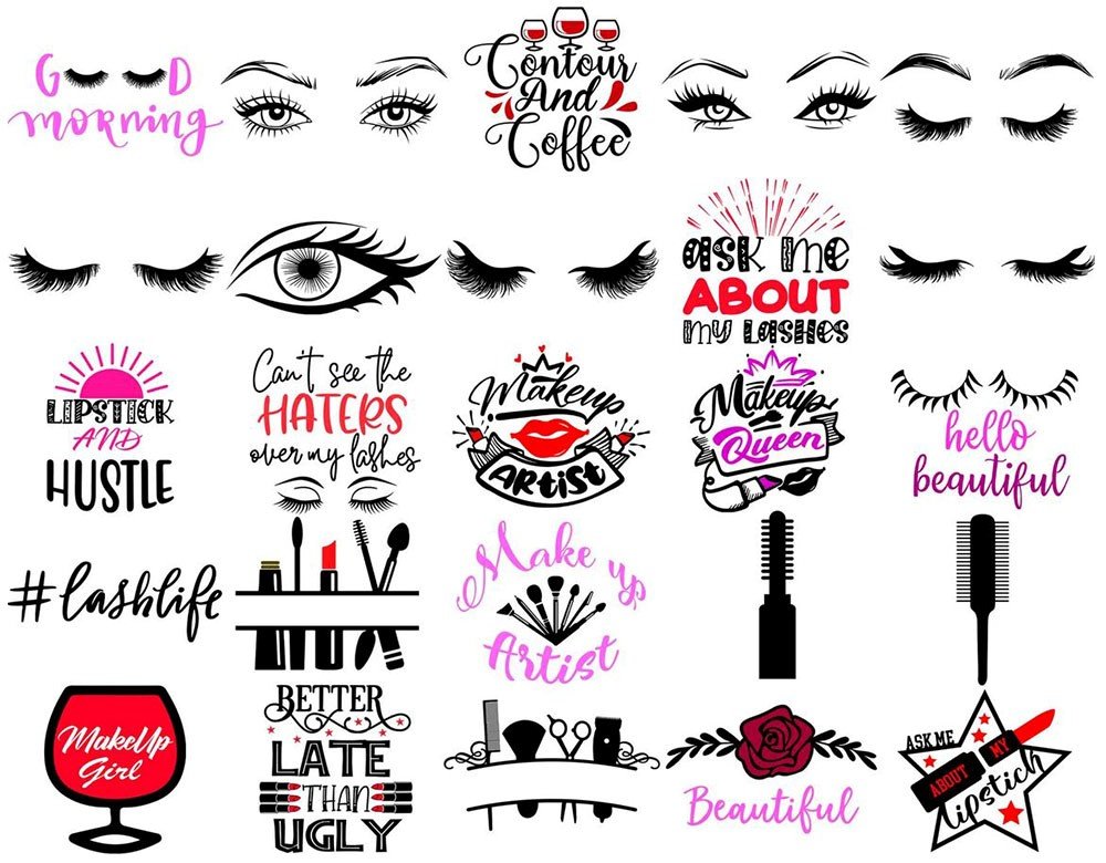 120+ Makeup SVG Bundle for Cricut | Makeup Quote SVG PNG DXF EPS | Eyelash Beauty Clipart Instant Download product image (2)