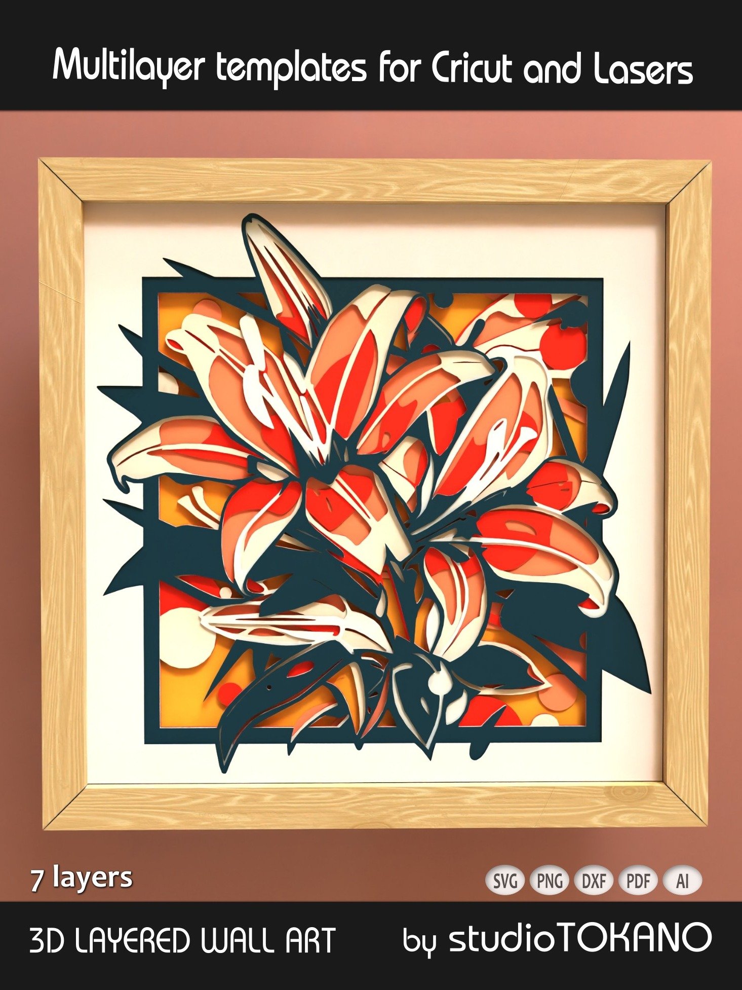 Tiger Lily Shadow box SVG product image (7)