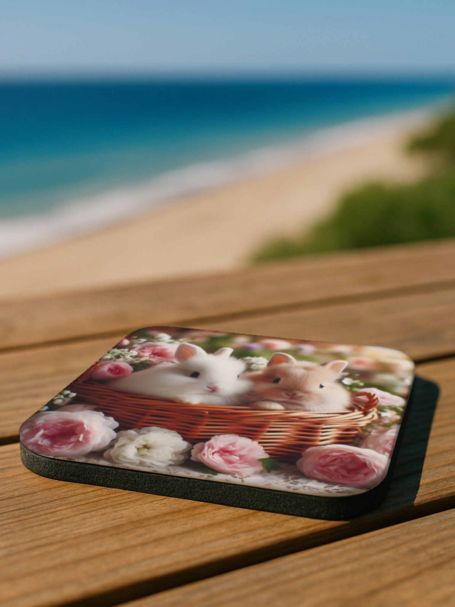 Rose Bunnies Cork Coaster product image (2)