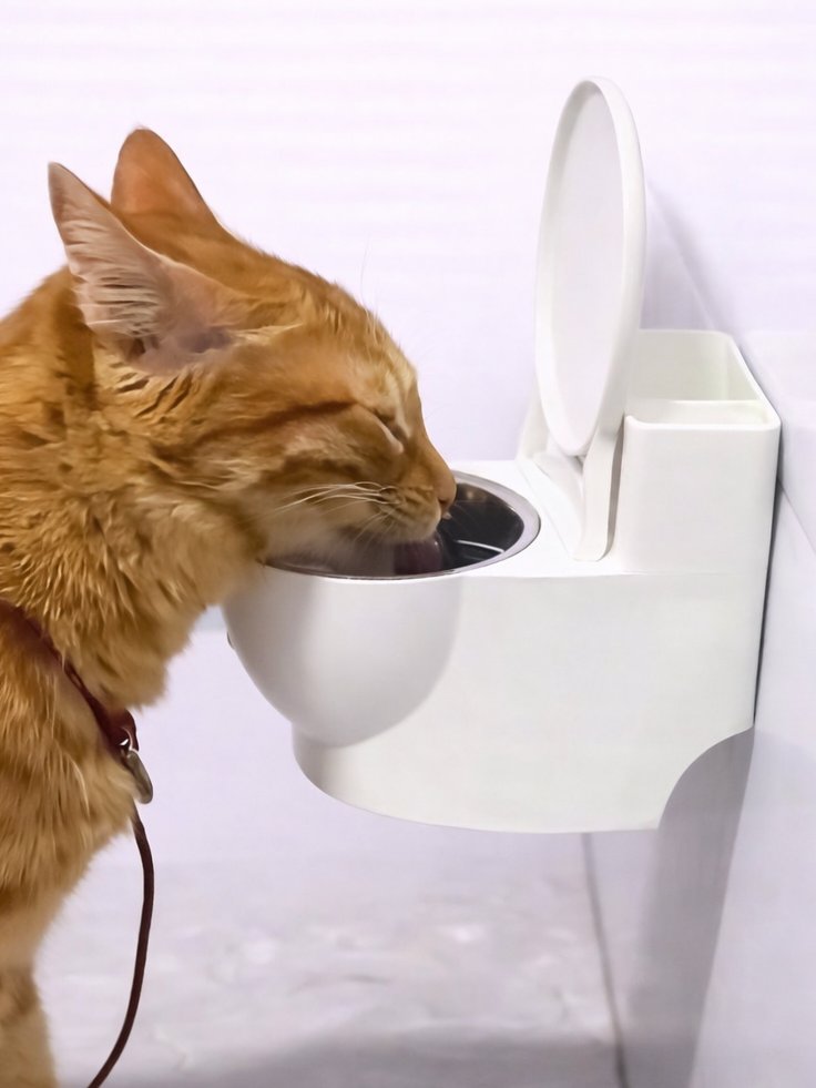 Toilet-Shaped Water Bowl for Cats product image (1)