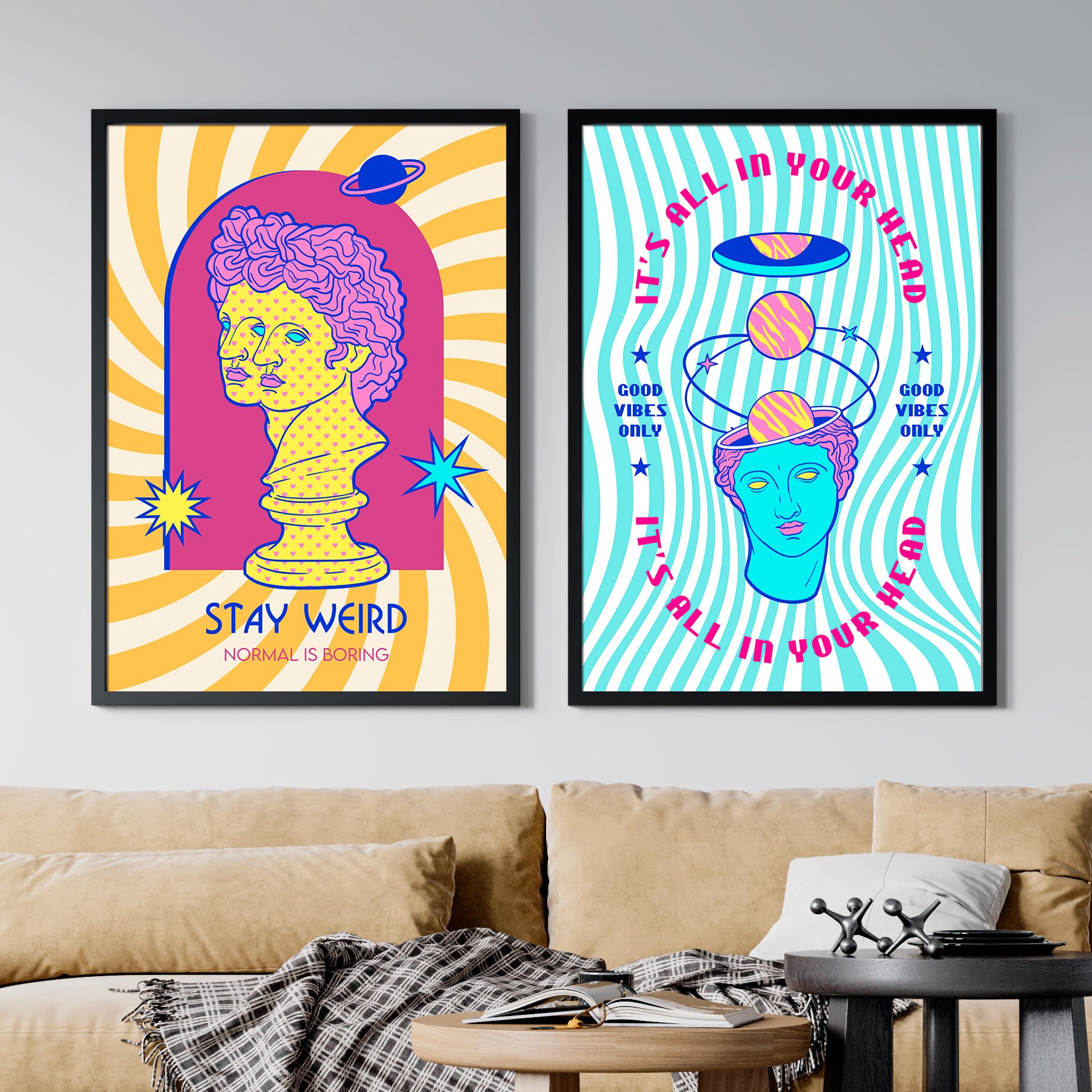 Retrowave poster/Vaporwave print: Good vibes only — anime poster, aesthetic poster, video game poster, neon light, 90s decor product image (2)