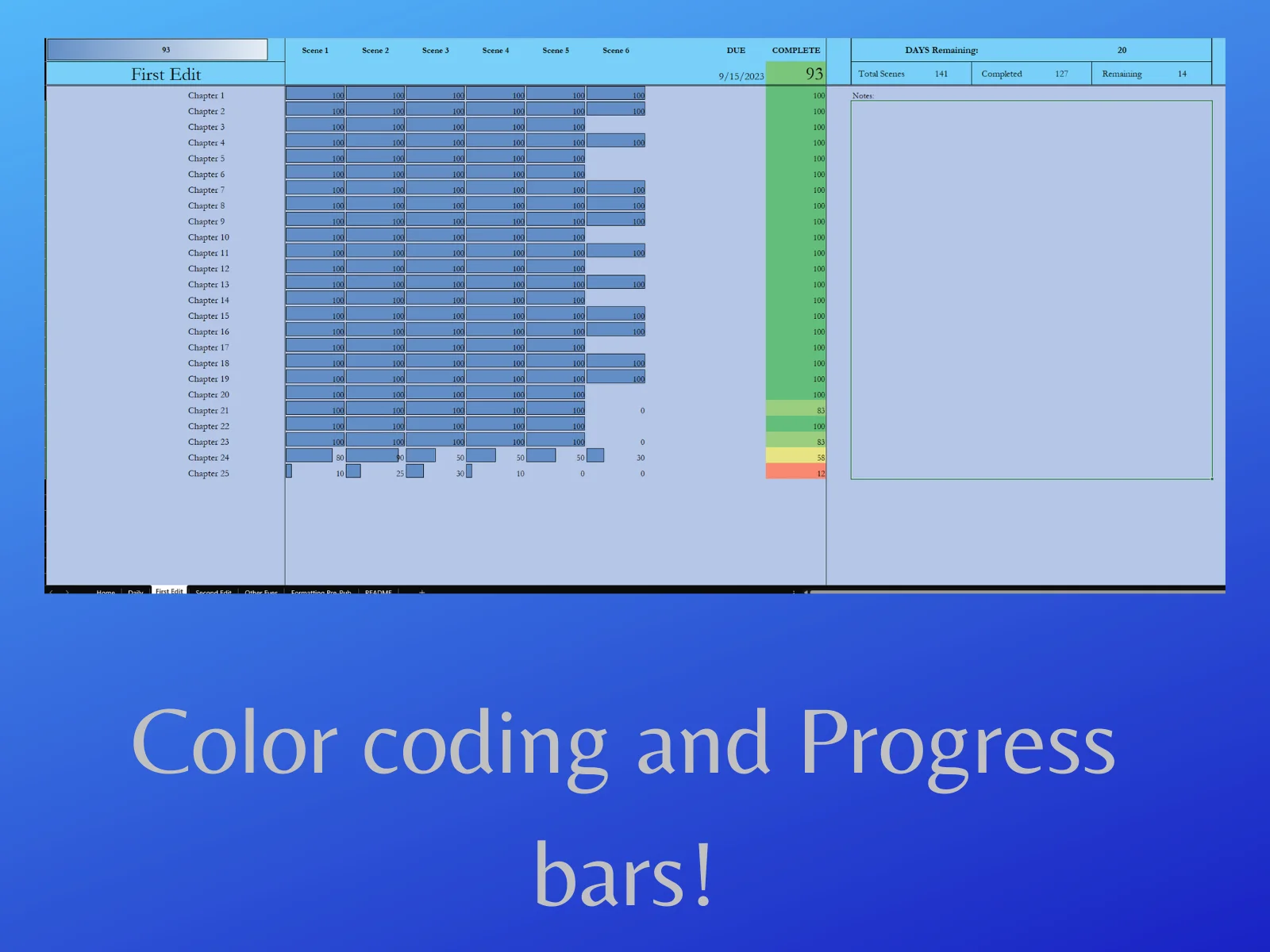 Revision Tracking Spreadsheet for Novelists product image (2)