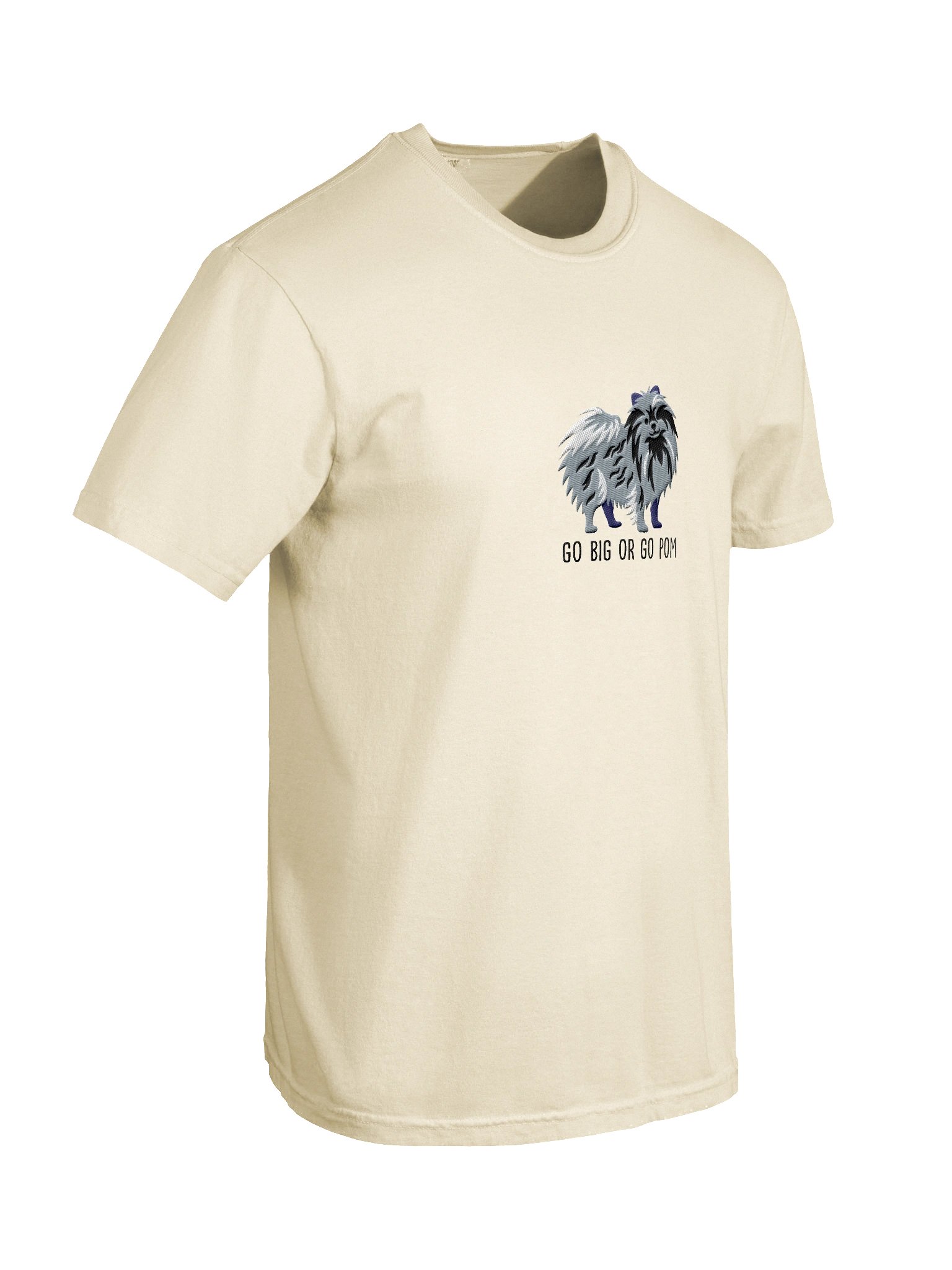 Go Big or Go Pom T-Shirt(Embroidered) of a Pomeranian(Blue Merle) product image (11)