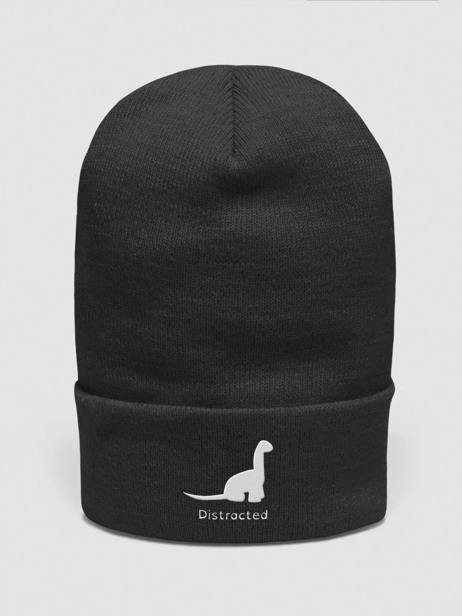 Distracted Dino - White Embroidered Beanie product image (1)