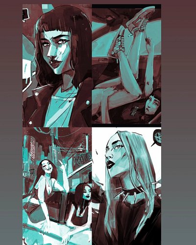 More old stuff from the sketchbook / these from a time where I fixated on this specific palette for some reason / made in #pr...