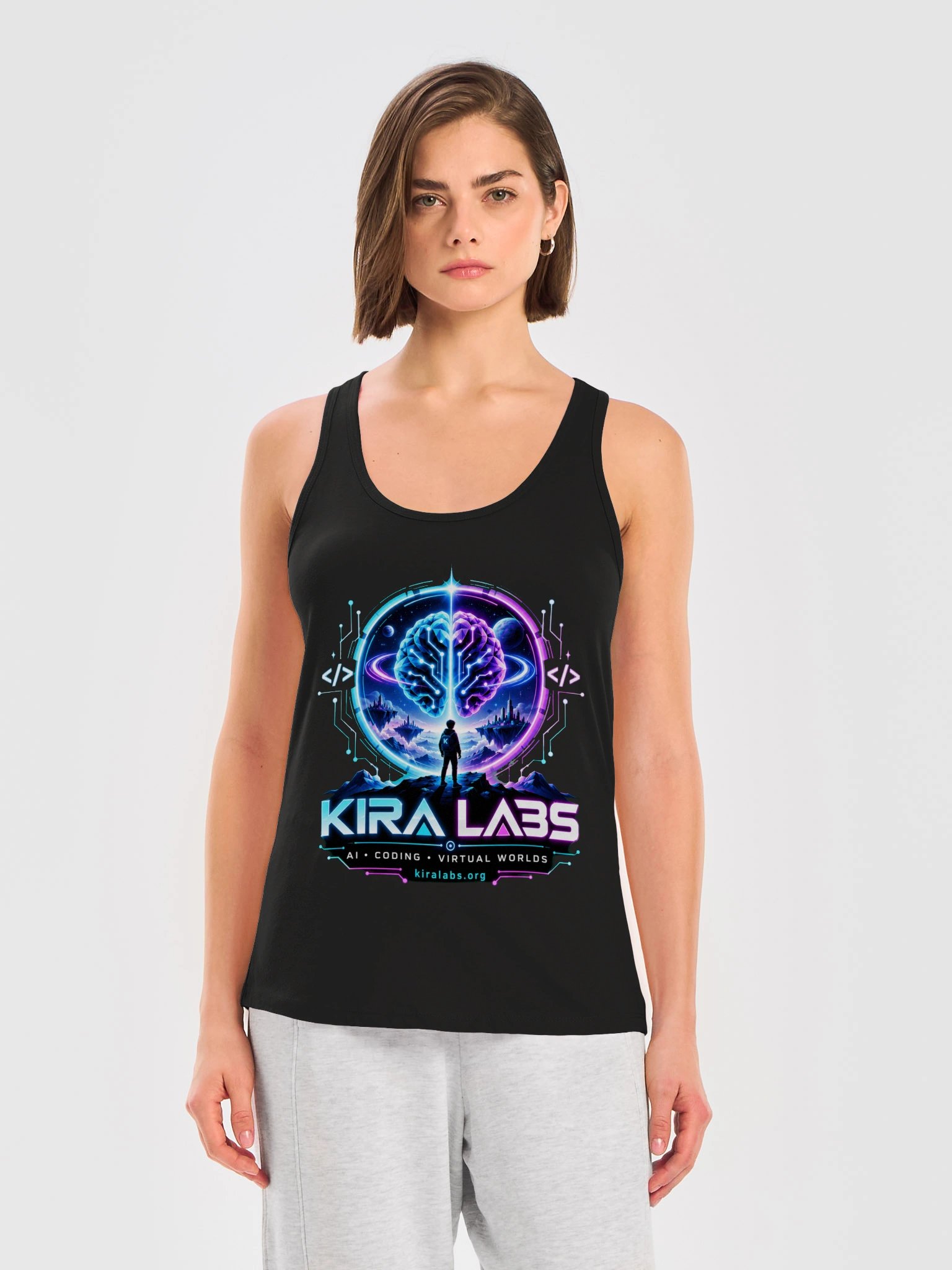 Kira Labs AI Coding Virtual Worlds Racerback Tank product image (3)