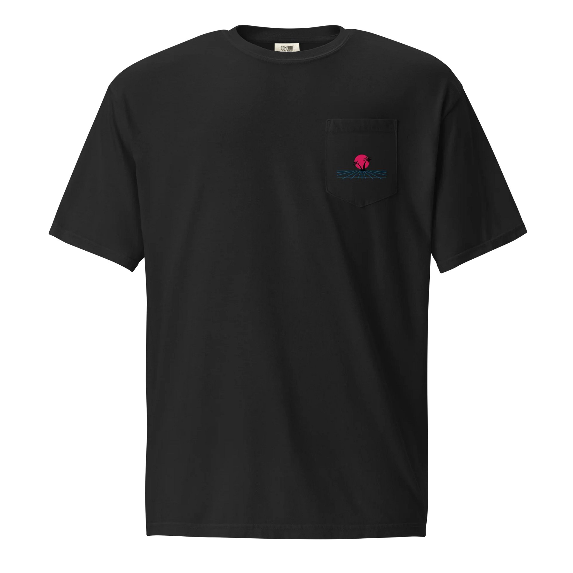 Digital Sunset Palm Trees Pocket Tee product image (1)