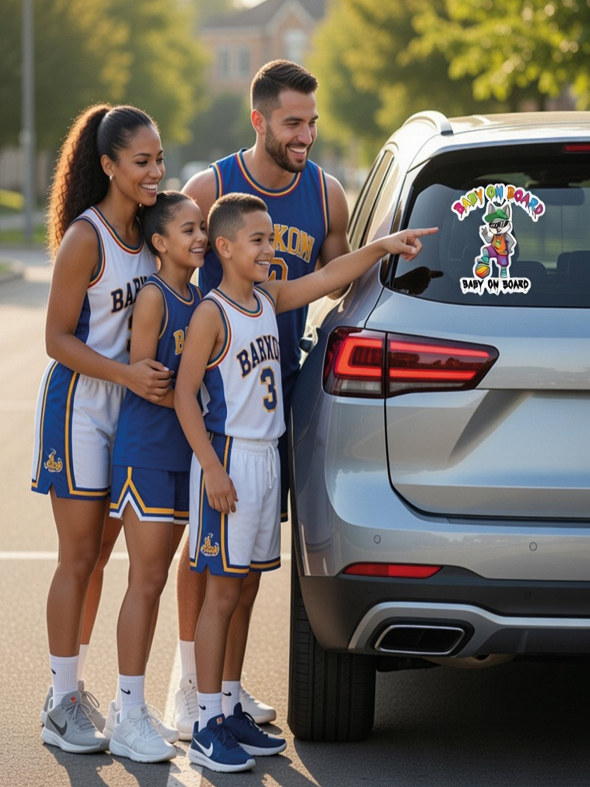 Funny Wolf Basketball Baby on Board Sticker - 5x5 Weatherproof Vinyl Car Decal - Premium Wolf Basketball Star Gift product image (3)
