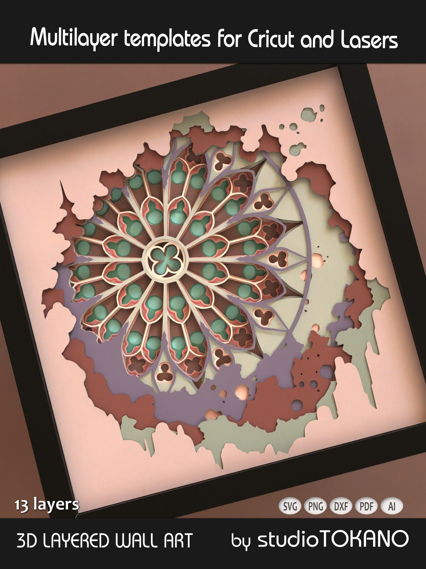 Gothic Rosa Shadow box SVG product image (9)