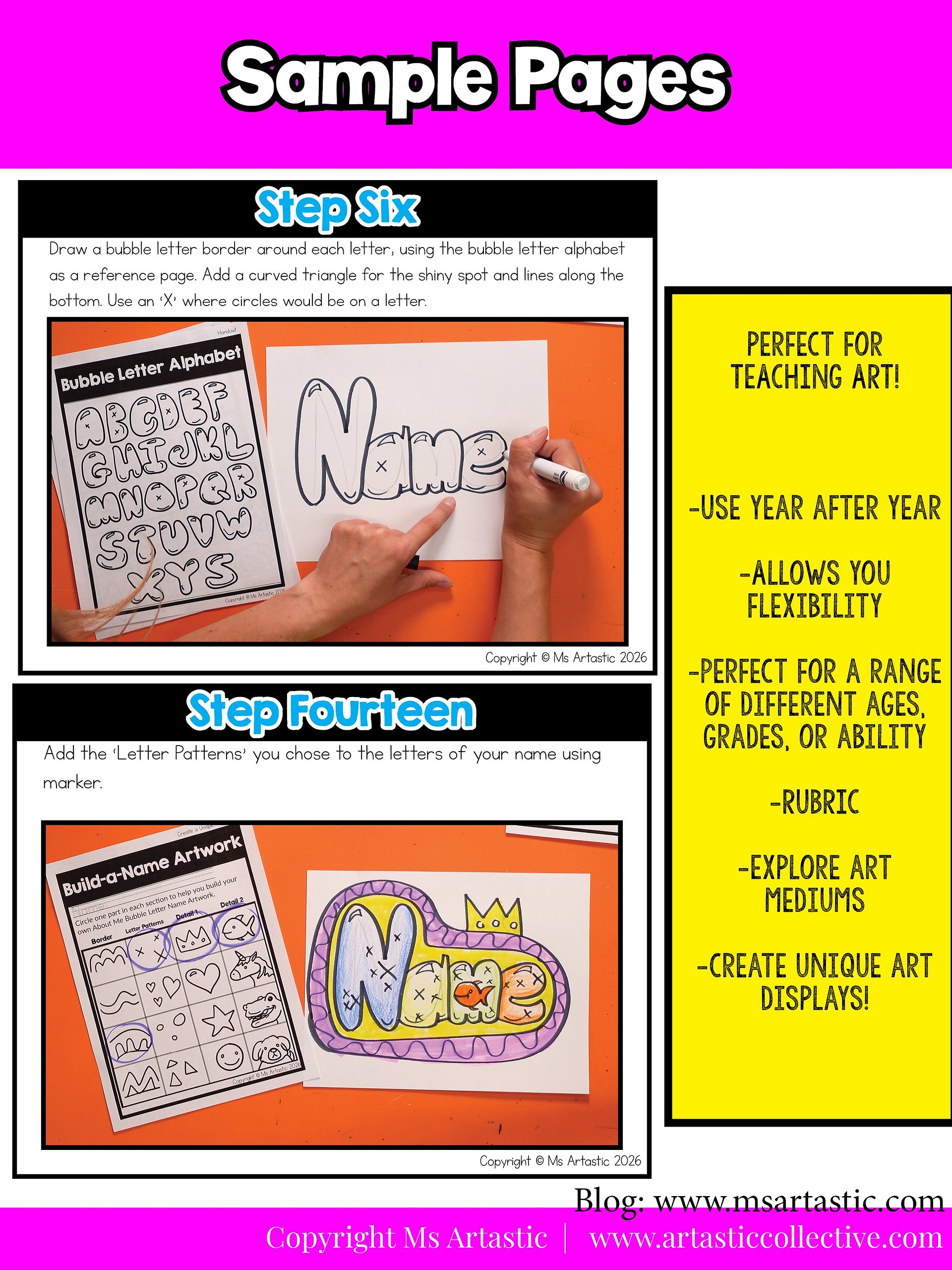 3rd Grade About Me Bubble Letter Name Art Lesson Grade 3 Back to School Art product image (7)