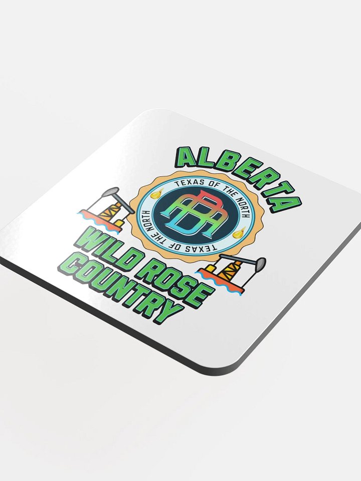 Alberta Wild Rose Country Emblem Glossed Cork Coaster product image (1)