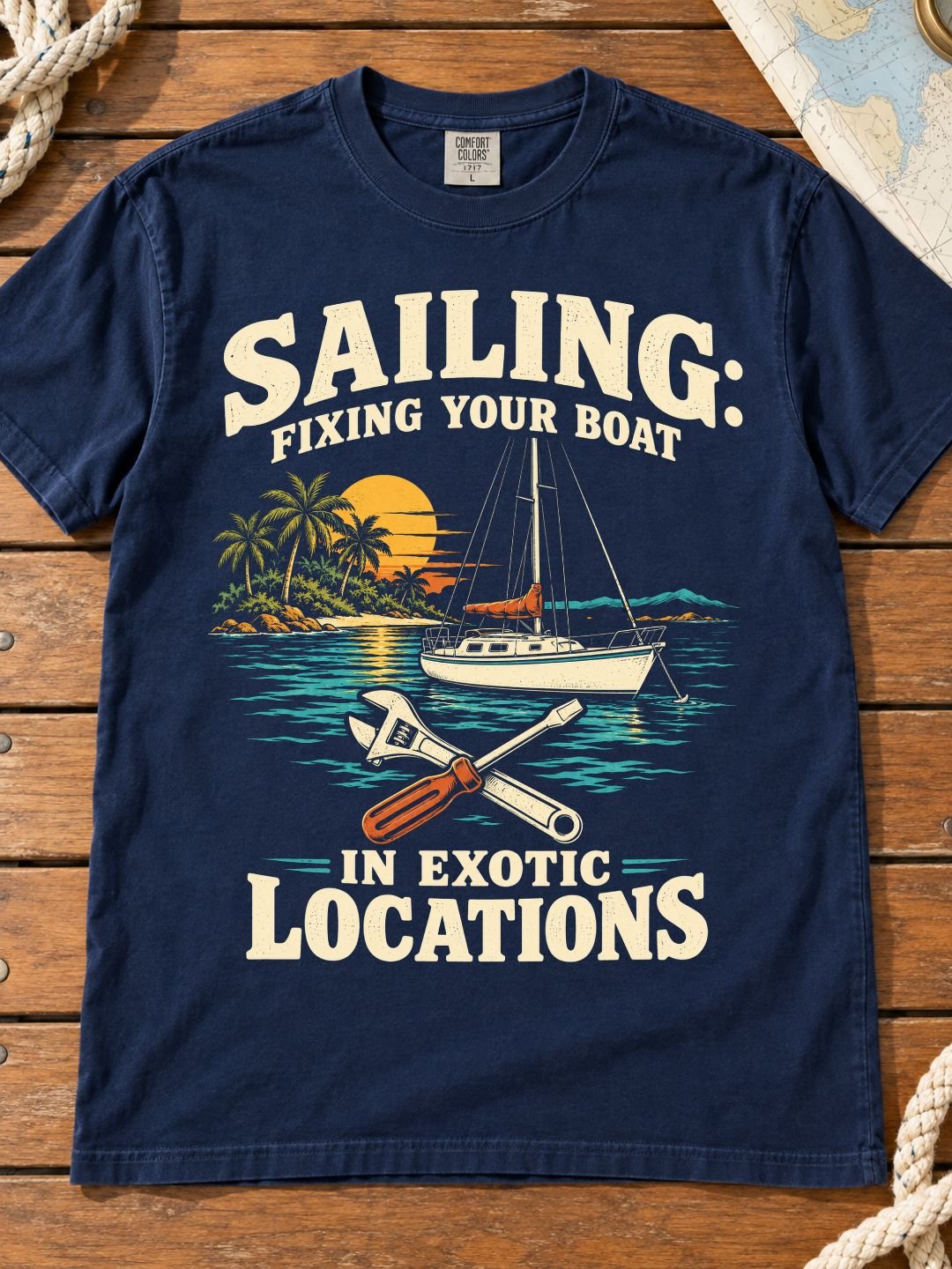 Sailing: Fixing Your Boat In Exotic Locations Tee product image (1)